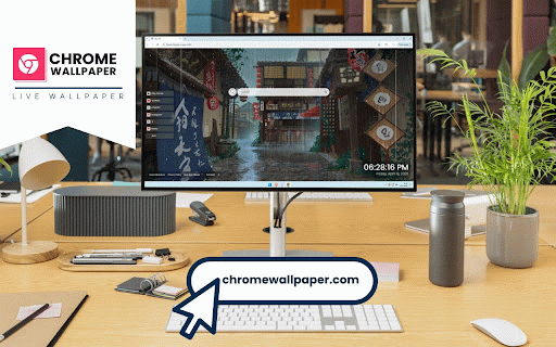 Anime Rain Live Wallpaper :: Traditional Japanese alleyway glistens with rainfall amid lanterns and shop banners.