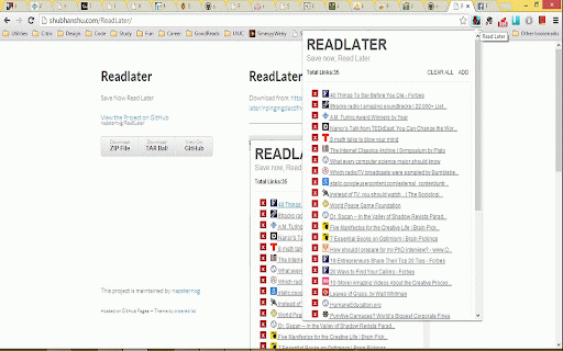 Read Later :: Store links to read later, organize tabs and windows