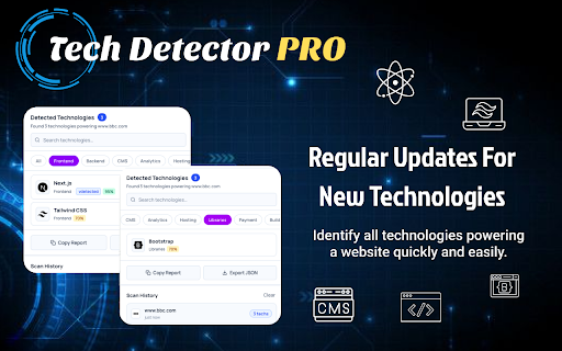 Tech Detector Pro :: Detect technologies powering any website — frontend, backend, CMS, analytics & more