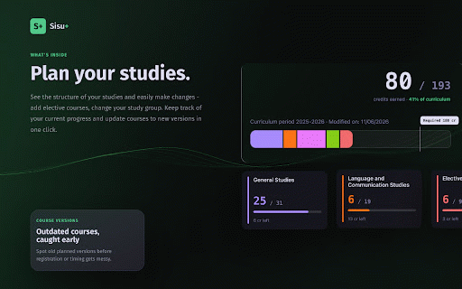 Sisu :: Sisu, but usable. Cleaner UI, study timeline, and Moodle sync; works with any university running Sisu.