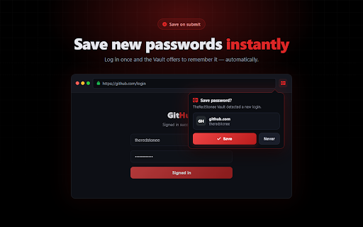 TheRedStonee Vault :: Ende-zu-Ende-verschlüsselter Passwort-Manager — Autofill für den TheRedStonee Vault.