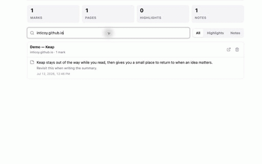 Keap :: Highlight text and pin Markdown notes anywhere on the web.