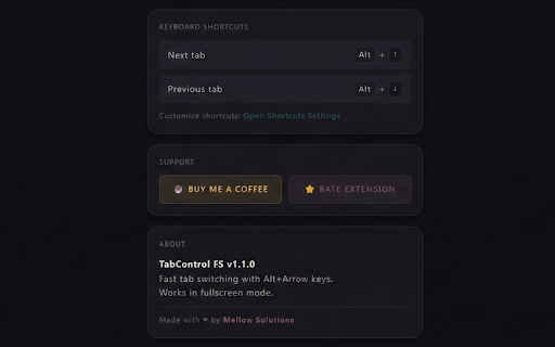 TabControl FS :: Switch tabs instantly with Alt+PageUp/PageDown. Fast, lightweight navigation with a built-in switch counter. Works in fullscreen.