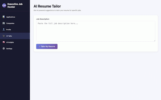 Executive Job Hunter :: Private job search tool with AI-powered application assistance for senior professionals