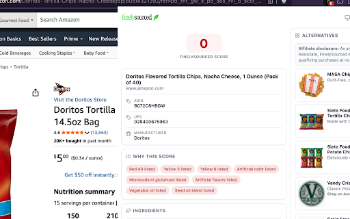 FinelySourced — Clean Ingredient Scanner :: See if a product is seed-oil-free, non-GMO, and free of artificial additives before you buy it on Amazon.
