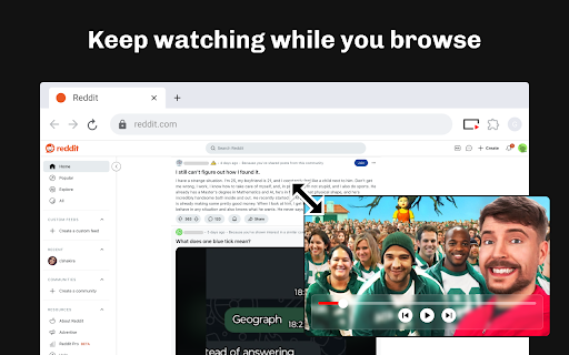 MiniPlay :: MiniPlay lets you watch videos in a floating Picture-in-Picture window. Stay productive while keeping your favorite content in view!