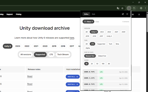 Unity Version Tracker :: Track the Unity Editor and Unity Hub versions.