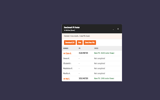 OTF Benchmark Roster :: Builds a local benchmark PR roster from Challenge Tracker or an MBO attendance export.