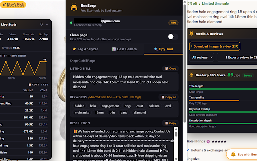 BeeSerp: Etsy Seller Toolkit :: See real search volume, SEO scores, sales estimates and competitor tags right on Etsy. Free tag research, no account needed.