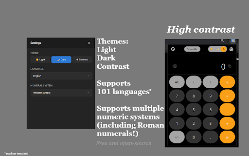 Calculator :: A polished scientific calculator with themes, history, multi-language support, and numeral systems.