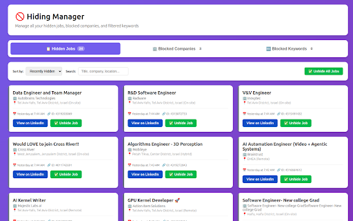 RoleVision :: AI job-search copilot for LinkedIn: hide noise, score fit, analyze vs resume