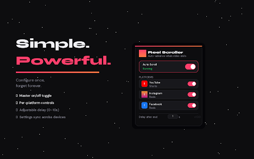ReelScroller – Auto Scroll Reels & Shorts :: Automatically scrolls to the next Reel or Short on Facebook, Instagram, and YouTube when the current video ends.