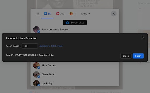Like Exporter - Extract Like :: Scrape, Extract Facebook Post Likes, and export to CSV/Excel