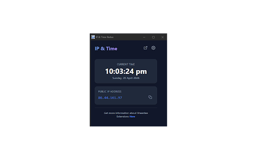 IP Address & Time Display :: Display your public IP address and current system time.