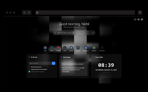 Cimple - Aesthetic Browser Theme Extension :: A beautiful productivity-focused theme extension with cinematic animated backgrounds and widgets to make your new tab aesthetic