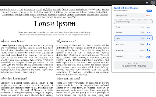 Web Font Size Changer :: 7 accessible font sizes that remember your preference for each website