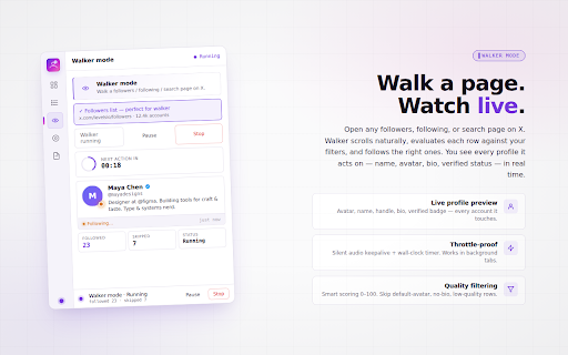 X Follow Grow - Safe & Smart Auto Follow Tool for X/Twitter :: Smart auto follow extension for X/Twitter with queue mode, smart filters, safe automation, and human-like behaviour.