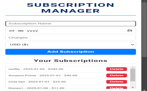 Subscription Manager :: Manage your subscriptions easily!