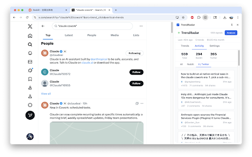 TrendRadar :: Detect trending topics as you browse and auto-draft viral content in one click