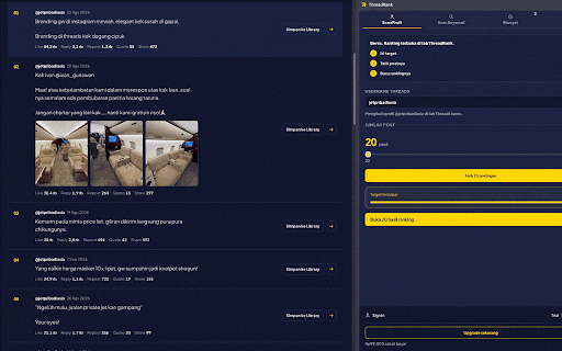 ThreadRank :: Kumpulkan dan urutkan post Threads berdasarkan engagement, langsung dari panel samping browser.
