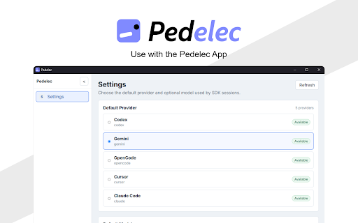 Pedelec :: Connect AI agents to websites through the Pedelec desktop app.