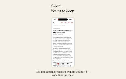 Scrinium Clipper :: One click saves the page you're reading into your Scrinium archive.