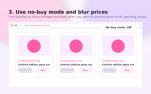 GlowPause - Shopping Pause & Wishlist :: Pause impulse shopping clicks, save items for later, and keep your wishlist data locally in Chrome.