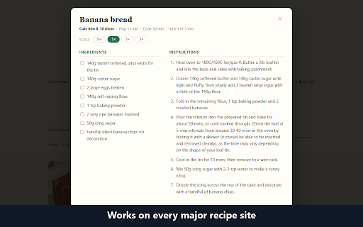 Recipe Distiller — Clean Recipe View :: Turn any recipe page into a clean, printable card — just ingredients and steps, with one-tap scaling. No ads, no life stories.