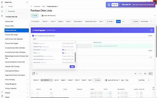 IFS Cloud Wise Panel :: Inspect IFS Cloud pages, view metadata and SQL, analyze list data, and export grouped results to Excel.