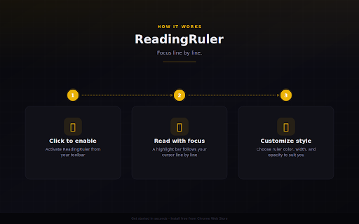 ReadingRuler - Line Focus for Reading :: A highlight bar follows your cursor to track lines while reading. Great for dyslexia, ADHD, and long-form content.