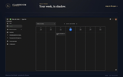 Classroom Dark Mode :: A soft, elegant dark theme for Google Classroom. One toggle. No tracking.