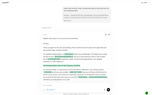 Rescriber :: Detect and redact PII in your ChatGPT prompts before you send them. Runs entirely in your browser — no server, no API key.