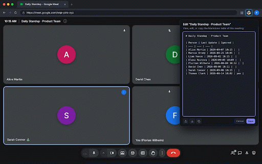 POPCORN – Google Meet Standup & Speaker Picker :: Fair speaker order & standup picker for Google Meet. Rotates attendees popcorn-style for smooth daily updates and notes.