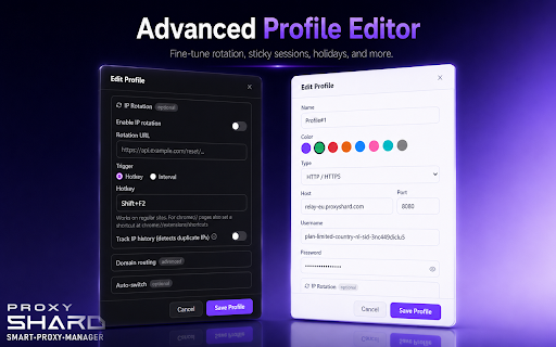 ProxyShard – Smart Proxy Manager :: HTTP/HTTPS & SOCKS5 proxy manager with geo-detection, domain routing and instant switching.