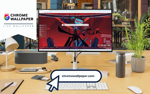 Hazbin Hotel Vox and Valentino Live Wallpaper :: Vox and Valentino in dramatic red scene with electric lightning and neon lights from Hazbin Hotel.