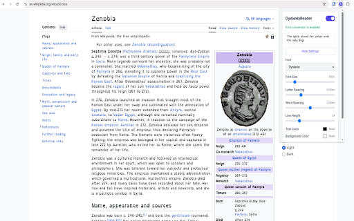DyslexiaReader :: Convert webpage fonts to dyslexia-friendly typefaces with customizable size, spacing, and colors for better readability.