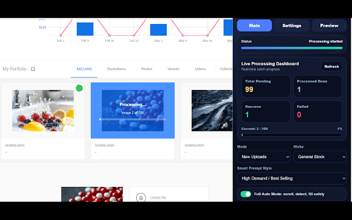StockForge AI :: AI metadata assistant for Adobe Stock contributors with batch processing, API key rotation, and workflow controls.