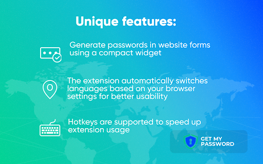 GetMyPassword - Create Strong, Random Passwords Instantly :: Fast and simple Chrome extension with an on-page widget for generating strong, random passwords directly in website forms