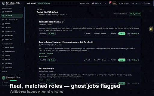 Career Orchestrator :: Save jobs from any job board with one click. Detect ghost jobs and track your applications.