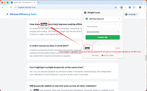 Hilight Lens :: Instantly highlight keywords on any website. Customize colors, use presets, and mark important info with a right-click.