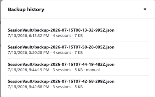 Session Vault — Tab Session Manager :: Reliable tab session manager. Save, restore, search, and back up your browser windows locally. Your data stays on your device.