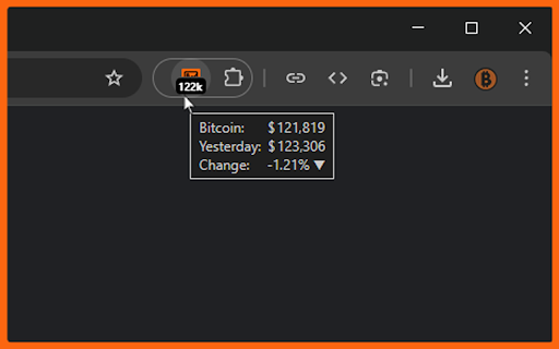 Bitcoin Price Ticker - Live BTC in USD :: Displays the current Bitcoin (BTC) price in US Dollars (USD) on the browser toolbar.