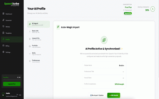 UpworkScribe :: Generate winning Upwork proposals in one click. Sync your profile and extract job details directly into UpworkScribe.