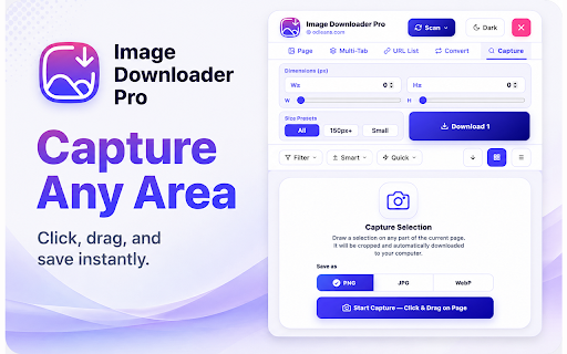 Image Downloader Pro — Bulk Image Saver, Converter & Capture :: Find, filter, convert, capture, and download images from webpages with a clean side drawer and bulk tools.