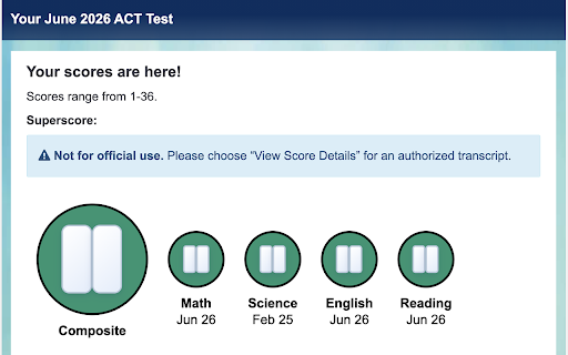 ScoreVeil :: Hides your SAT® and ACT® scores on College Board® and MyACT until you click to reveal them, with confetti if you hit your goal.