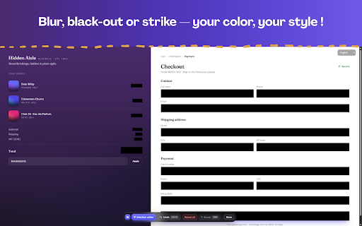 MaskShare — Blur & Hide Sensitive Data :: Blur or hide sensitive data on any page before sharing your screen. 100% local — nothing leaves your browser.