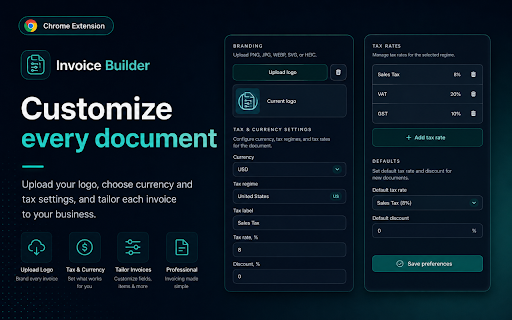 Invoice Builder :: Create professional invoices and receipts in your browser, calculate taxes and totals, and save them as PDF.