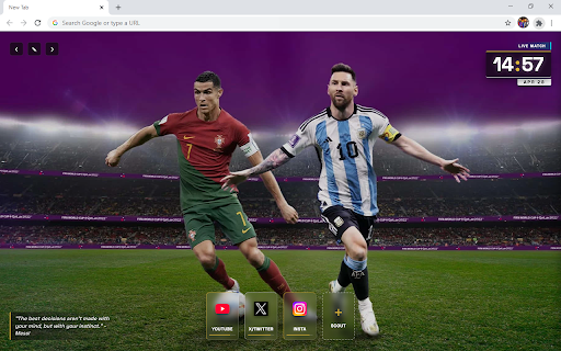 Messi vs Ronaldo HD Wallpaper New Tab :: Customize new tab with Messi wallpaper extension and display Ronaldo wallpapers in your background.