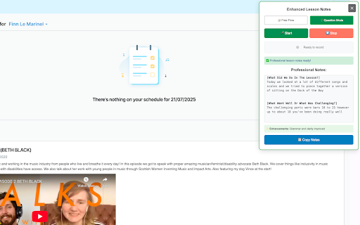 Tutor Tools: Homework Notes Helper :: Transform speech into professional lesson summaries for private tutors and music teachers
