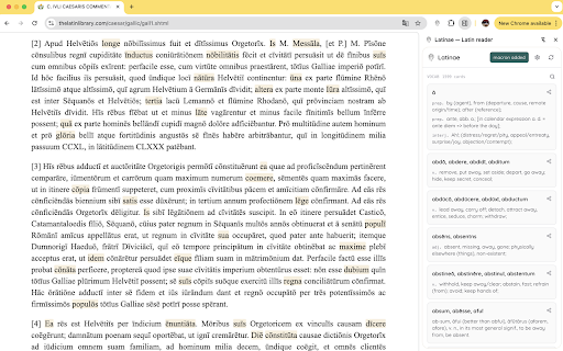 Latinae — Latin reader :: Click any Latin word for instant dictionary lookup, automatic parsing, and inline macron annotations.